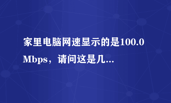 家里电脑网速显示的是100.0Mbps，请问这是几兆网速啊