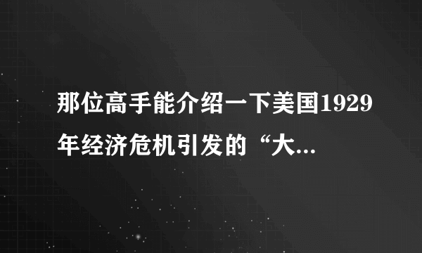 那位高手能介绍一下美国1929年经济危机引发的“大恐慌”和之后的“美国梦”介绍。