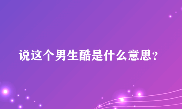 说这个男生酷是什么意思？