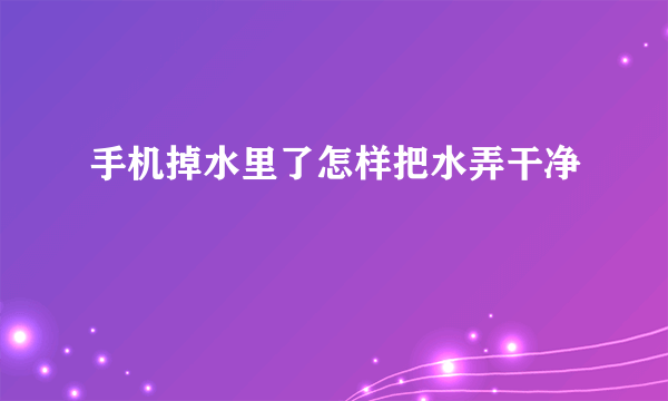 手机掉水里了怎样把水弄干净