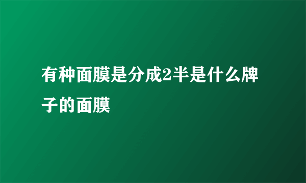 有种面膜是分成2半是什么牌子的面膜