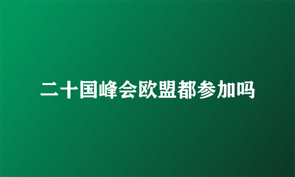 二十国峰会欧盟都参加吗