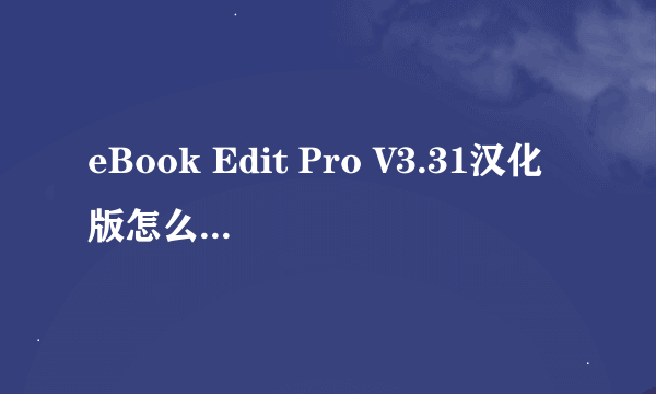 eBook Edit Pro V3.31汉化版怎么注册？~