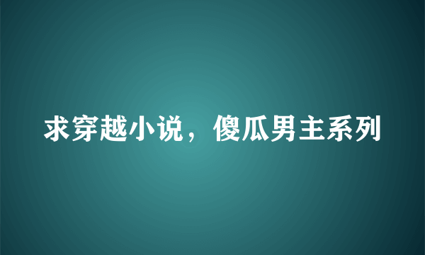 求穿越小说，傻瓜男主系列