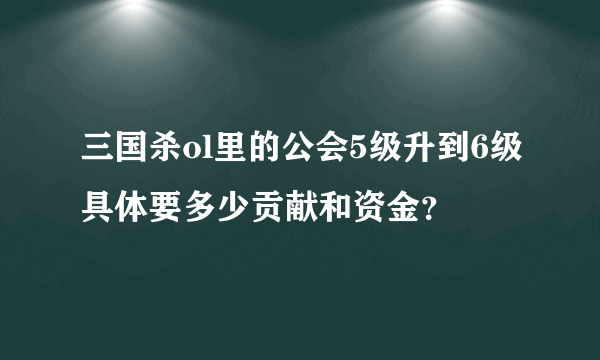 三国杀ol里的公会5级升到6级具体要多少贡献和资金？