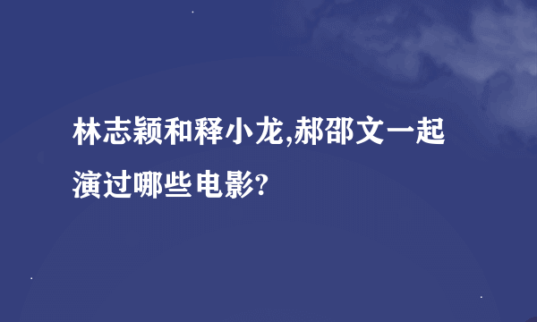 林志颖和释小龙,郝邵文一起演过哪些电影?