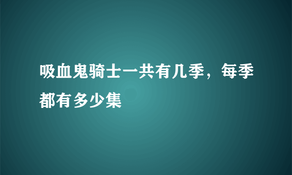 吸血鬼骑士一共有几季，每季都有多少集