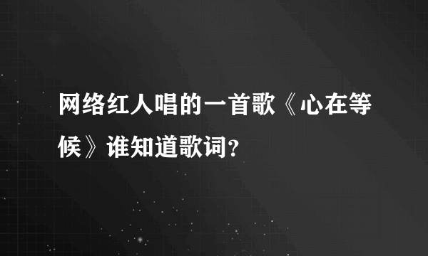 网络红人唱的一首歌《心在等候》谁知道歌词？