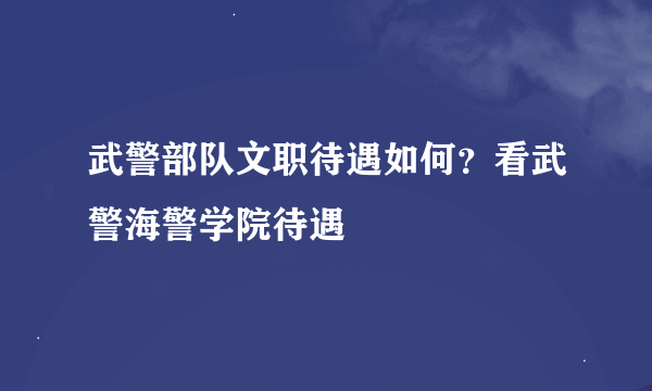 武警部队文职待遇如何？看武警海警学院待遇