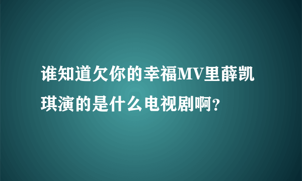 谁知道欠你的幸福MV里薛凯琪演的是什么电视剧啊？