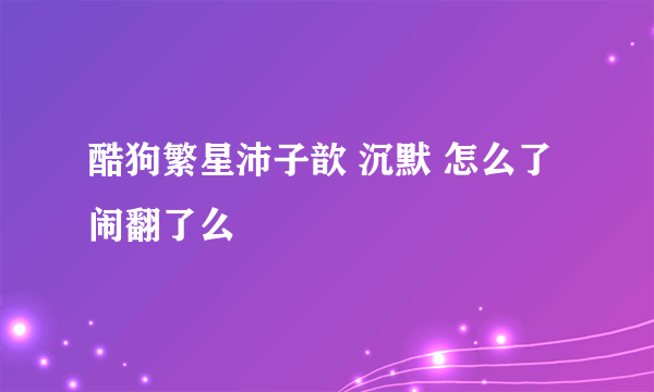 酷狗繁星沛子歆 沉默 怎么了 闹翻了么