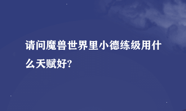 请问魔兽世界里小德练级用什么天赋好?