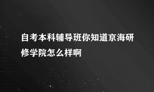 自考本科辅导班你知道京海研修学院怎么样啊