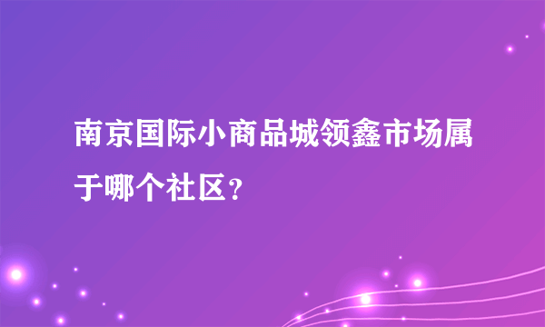 南京国际小商品城领鑫市场属于哪个社区？