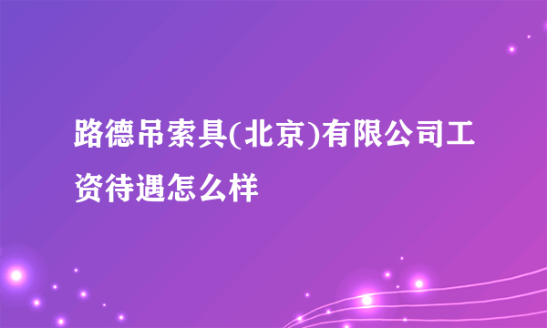 路德吊索具(北京)有限公司工资待遇怎么样