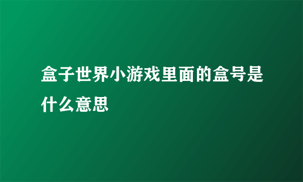 盒子世界小游戏里面的盒号是什么意思