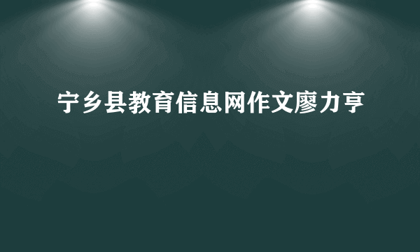 宁乡县教育信息网作文廖力亨