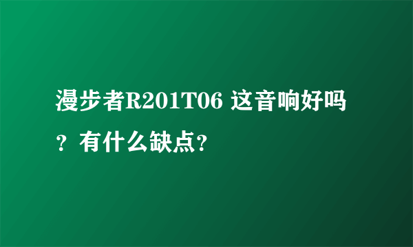 漫步者R201T06 这音响好吗？有什么缺点？