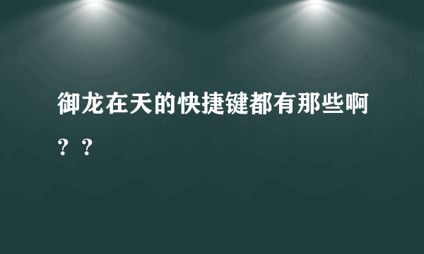 御龙在天的快捷键都有那些啊？？