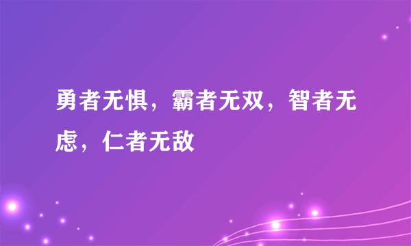 勇者无惧，霸者无双，智者无虑，仁者无敌