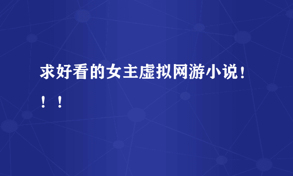 求好看的女主虚拟网游小说！！！