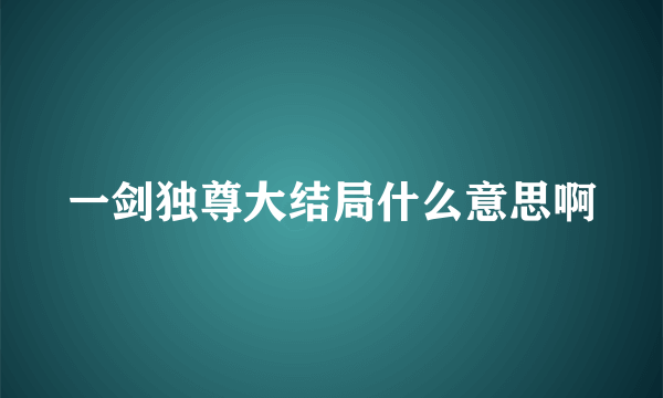 一剑独尊大结局什么意思啊