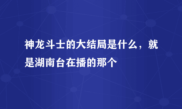 神龙斗士的大结局是什么，就是湖南台在播的那个