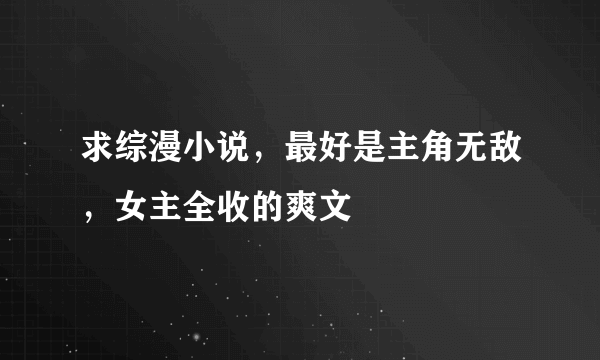 求综漫小说，最好是主角无敌，女主全收的爽文