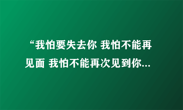 “我怕要失去你 我怕不能再见面 我怕不能再次见到你”是哪首歌的歌词？