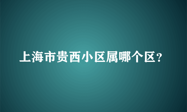 上海市贵西小区属哪个区？