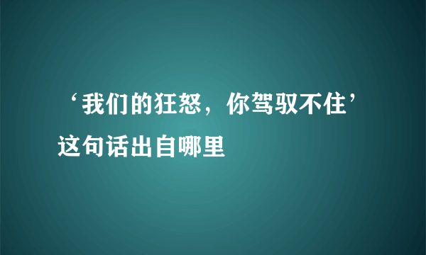 ‘我们的狂怒，你驾驭不住’这句话出自哪里