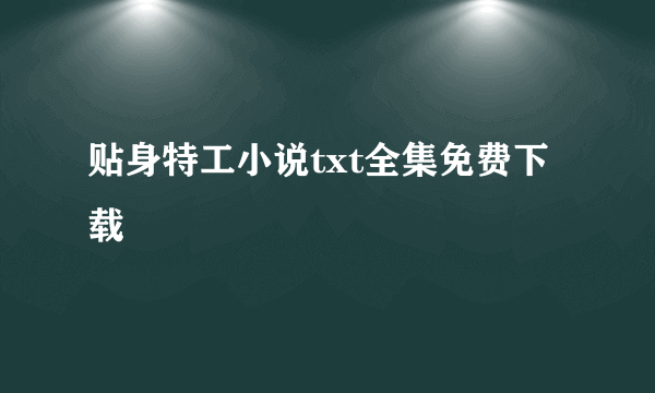 贴身特工小说txt全集免费下载