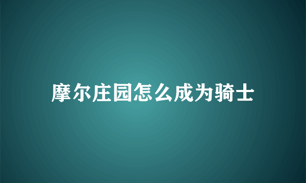 摩尔庄园怎么成为骑士