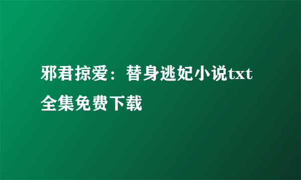 邪君掠爱：替身逃妃小说txt全集免费下载