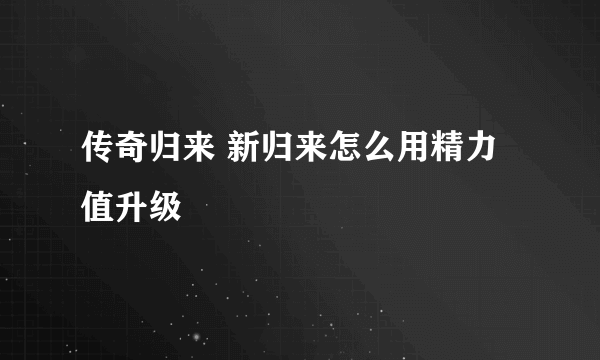 传奇归来 新归来怎么用精力值升级