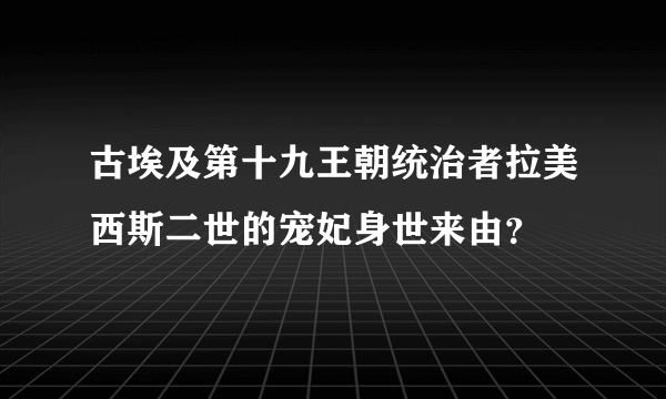 古埃及第十九王朝统治者拉美西斯二世的宠妃身世来由？