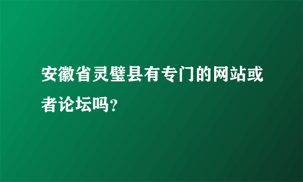 安徽省灵璧县有专门的网站或者论坛吗？