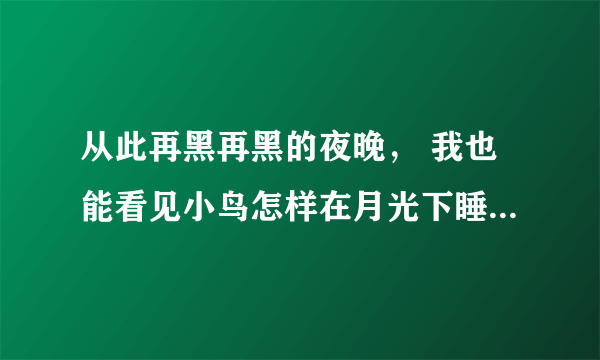 从此再黑再黑的夜晚， 我也能看见小鸟怎样在月光下睡觉 仿写句子？