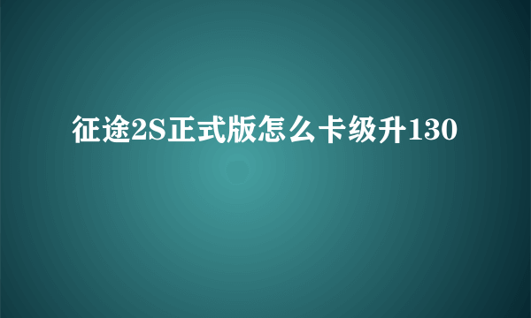 征途2S正式版怎么卡级升130