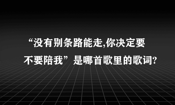 “没有别条路能走,你决定要不要陪我”是哪首歌里的歌词?