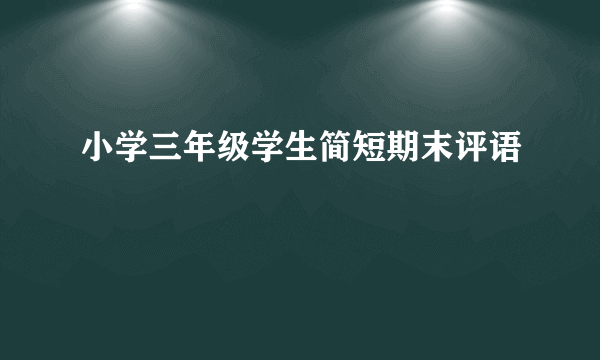 小学三年级学生简短期末评语