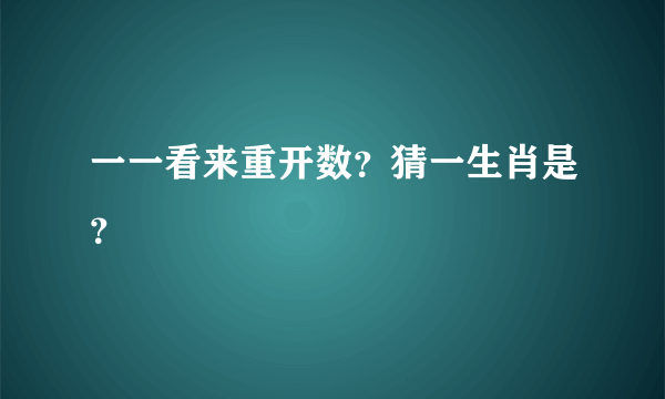 一一看来重开数？猜一生肖是？