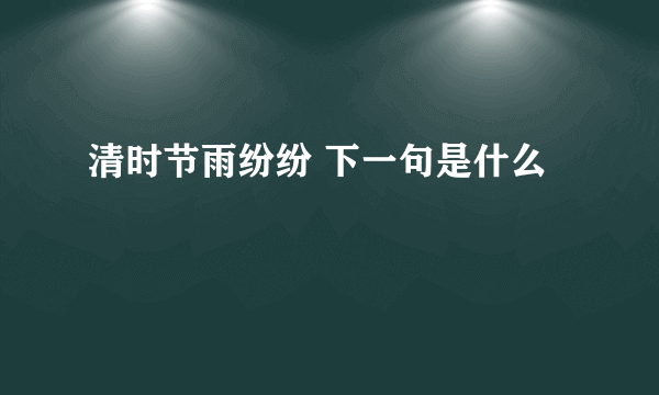 清时节雨纷纷 下一句是什么