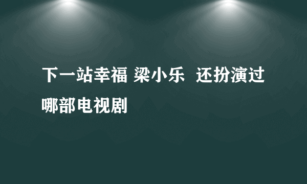 下一站幸福 梁小乐  还扮演过哪部电视剧