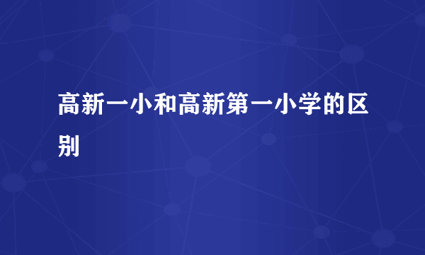 高新一小和高新第一小学的区别