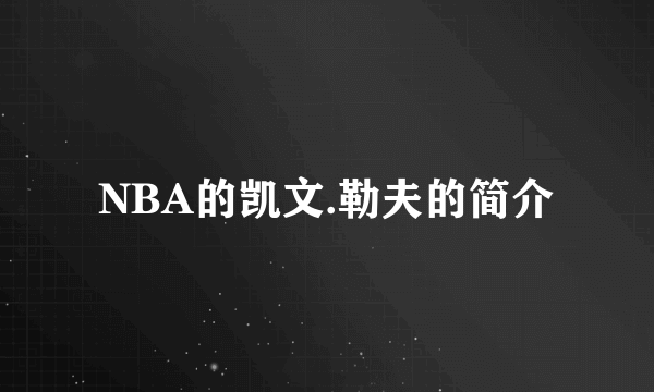 NBA的凯文.勒夫的简介