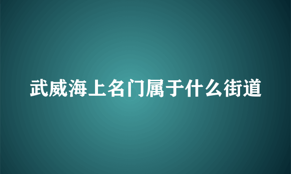 武威海上名门属于什么街道