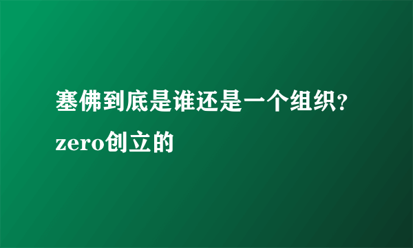 塞佛到底是谁还是一个组织？zero创立的