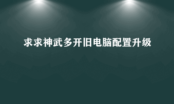 求求神武多开旧电脑配置升级