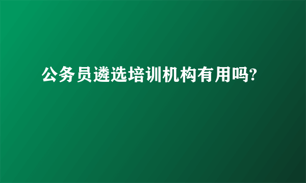 公务员遴选培训机构有用吗?